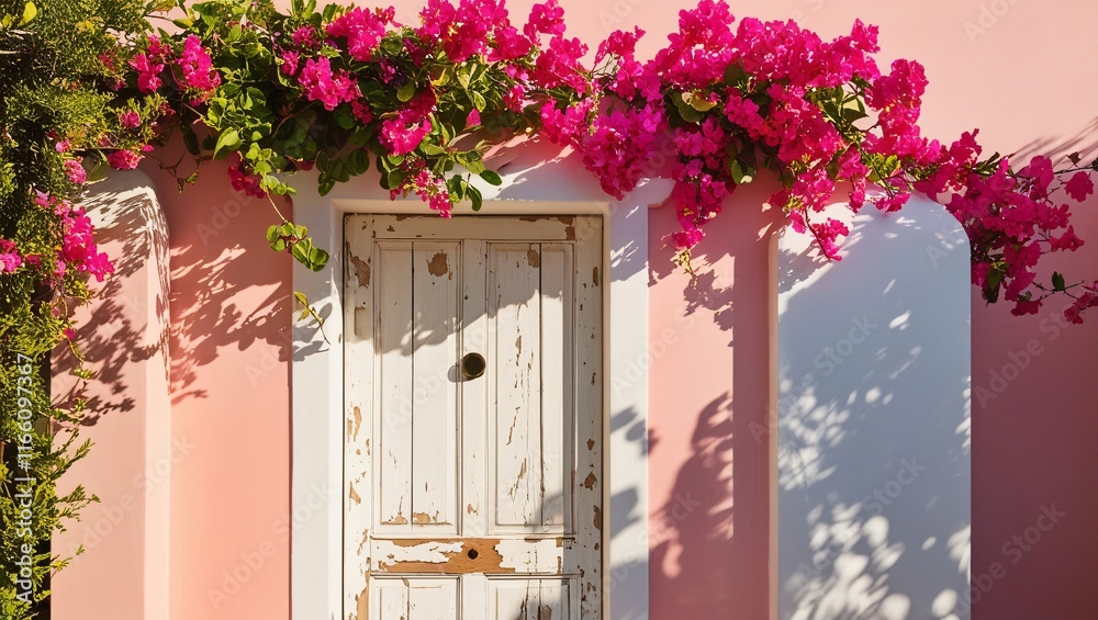 flowers in a window or pink aesthetic , AI Generated.