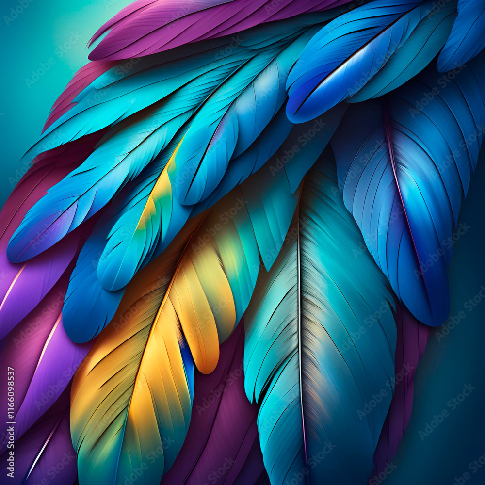 Obraz premium Texture with colorful macaw feathers