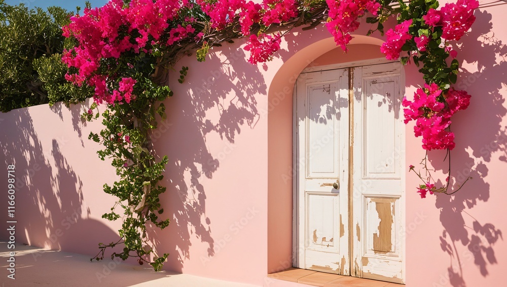 door and flowers , AI Generated.