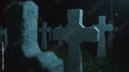 Horror Scary Cemetery Dark Spooky Cemetery Graveyard Halloween Background photo