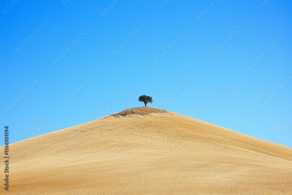 Man standing on hilltop in strong wind Man standing on hilltop in strong wind