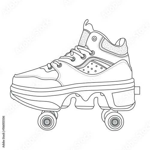 Roller Boot Coloring Page for Kids - A hilarious roller boot outline that offers endless coloring fun, sparking imagination in young artists.