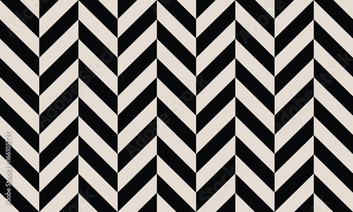 Black and white herringbone tile background. Graphical illustration for a unique wall decor, textiles and interior design.