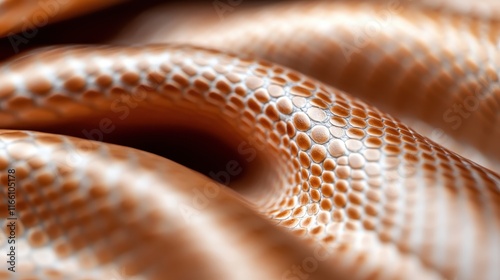 A stunning close-up shot showcasing the intricate scales and texture of a snake's skin, highlighting its beautiful hues and patterns in natural light. photo