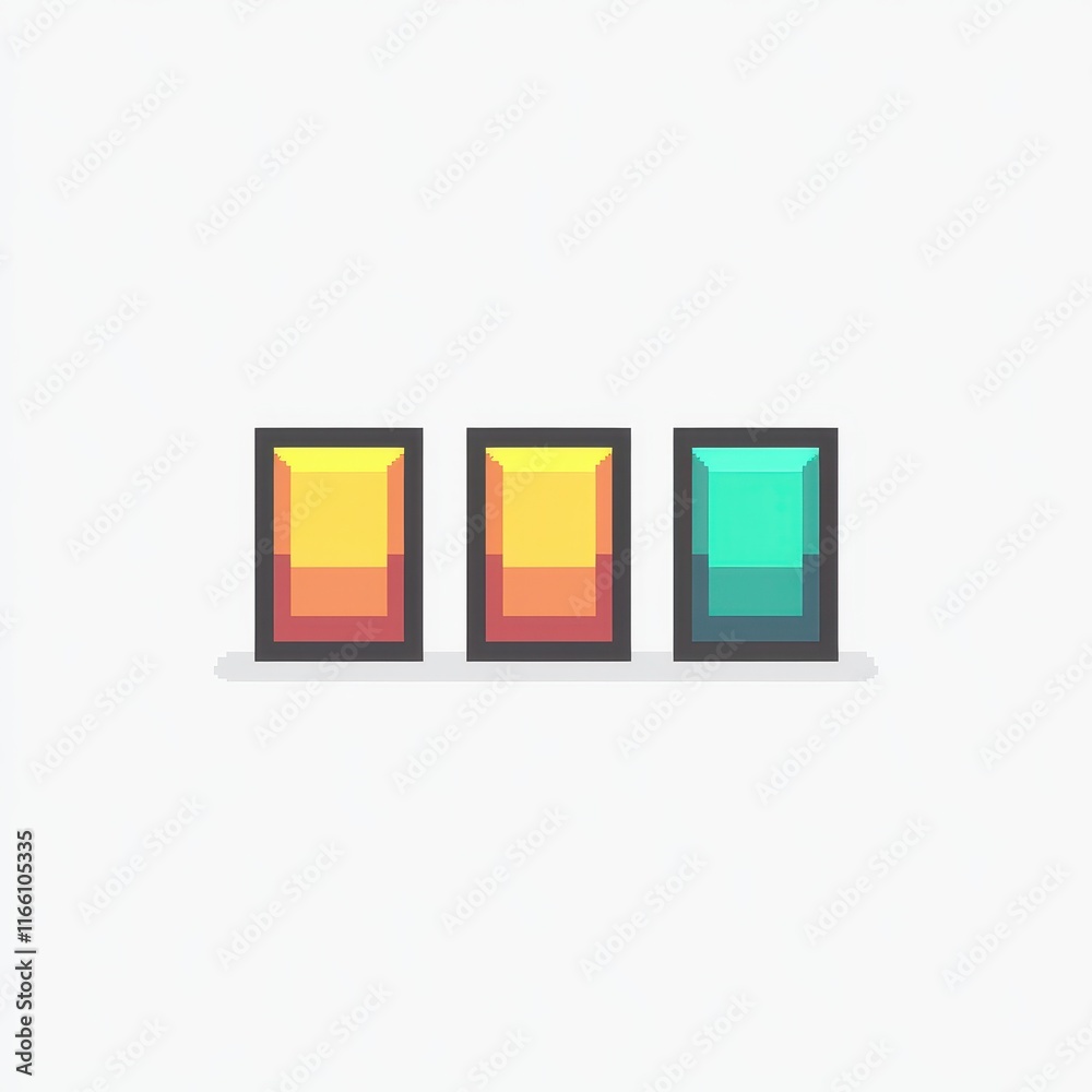 Pixel Art Colorful Gradient Blocks Game UI Design Elements Pixel Art Colorful Gradient Blocks Game UI Design Elements