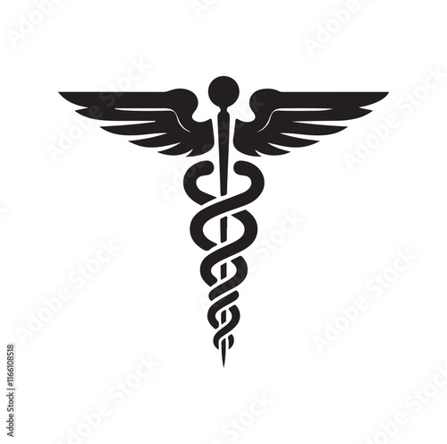 CADUCEUS SYMBOL silhouette vector illustration 