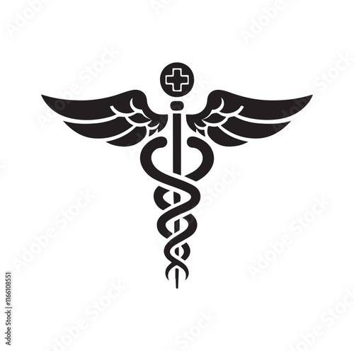 CADUCEUS SYMBOL silhouette vector illustration 
