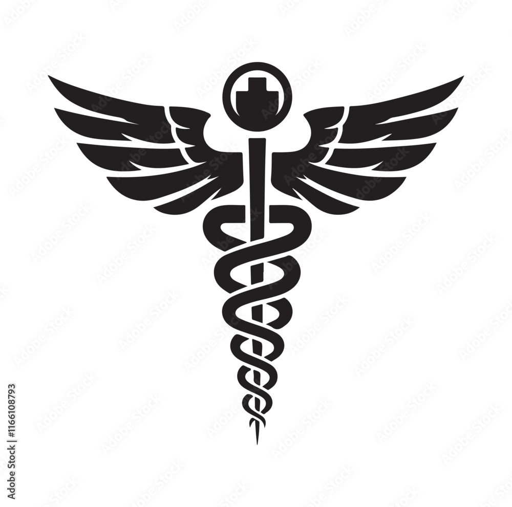 CADUCEUS SYMBOL silhouette vector illustration CADUCEUS SYMBOL silhouette vector illustration