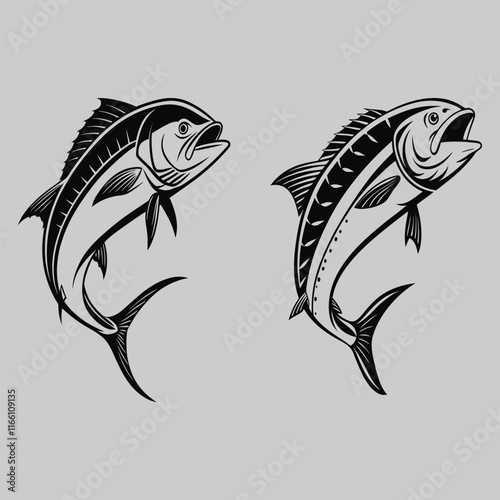 mahi fish silhouette vector design art and illustration