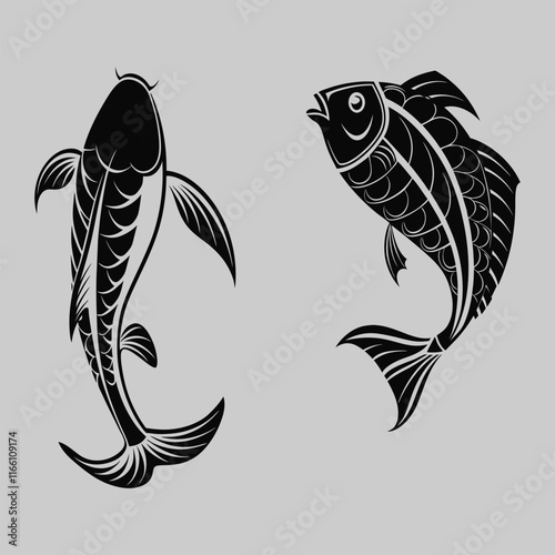 sole fish silhouette vector design art and illustration