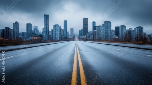 Overcast City Skyline with Studio Lighting Effect