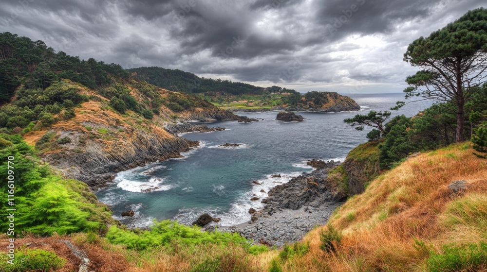 Obraz premium Overcast Landscape with Seascape and Diffused Lighting