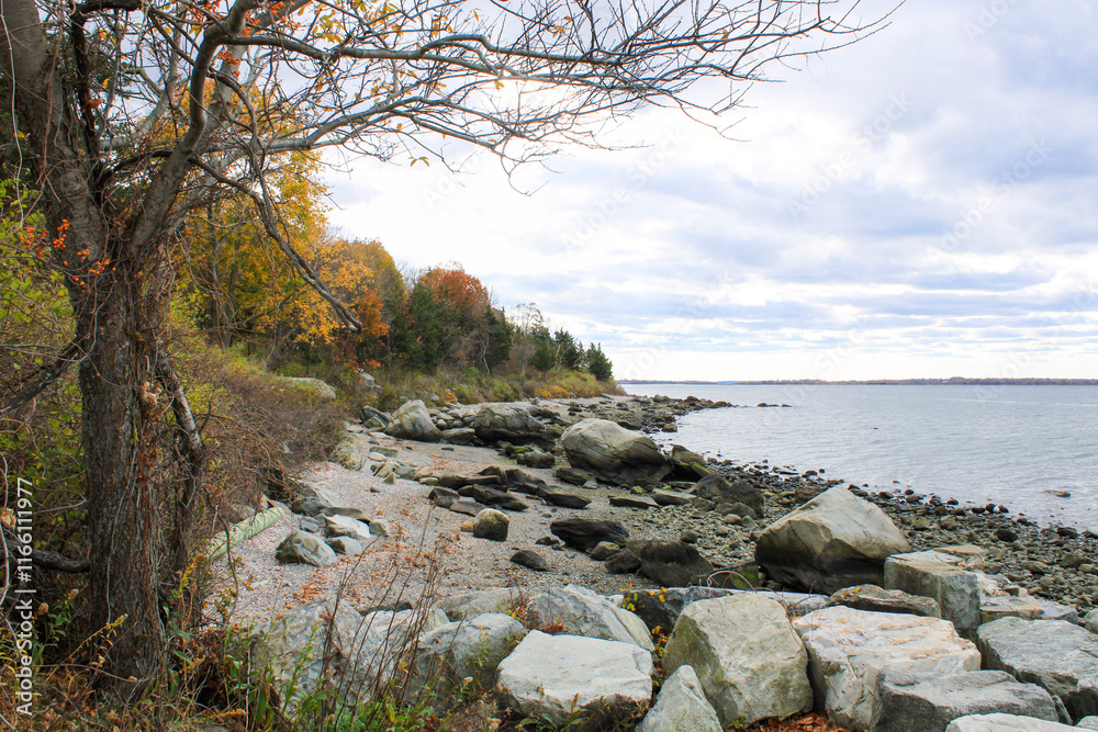  New England coastal fall foliage scenery