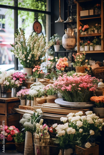 Wallpaper Mural Bustling Floral Shop Filled with a Variety of Blooming Fresh Flowers and Charming Decorative Elements Torontodigital.ca