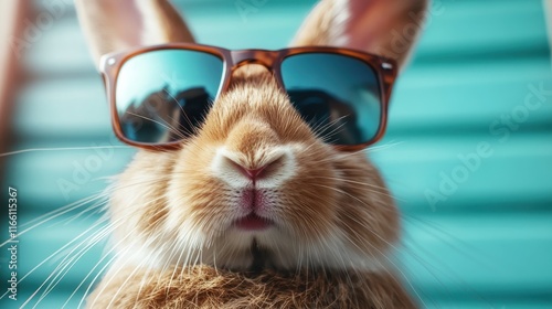 This trendy rabbit wearing stylish sunglasses captures the playful essence of summer, embodying fun, relaxation, and a carefree lifestyle that many can relate to.