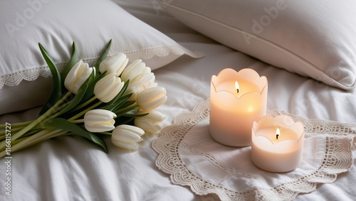Obraz na płótnie candles and flowers , AI Generated. w salonie
