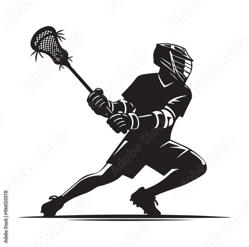 Lacrosse player silhouette vector illustration