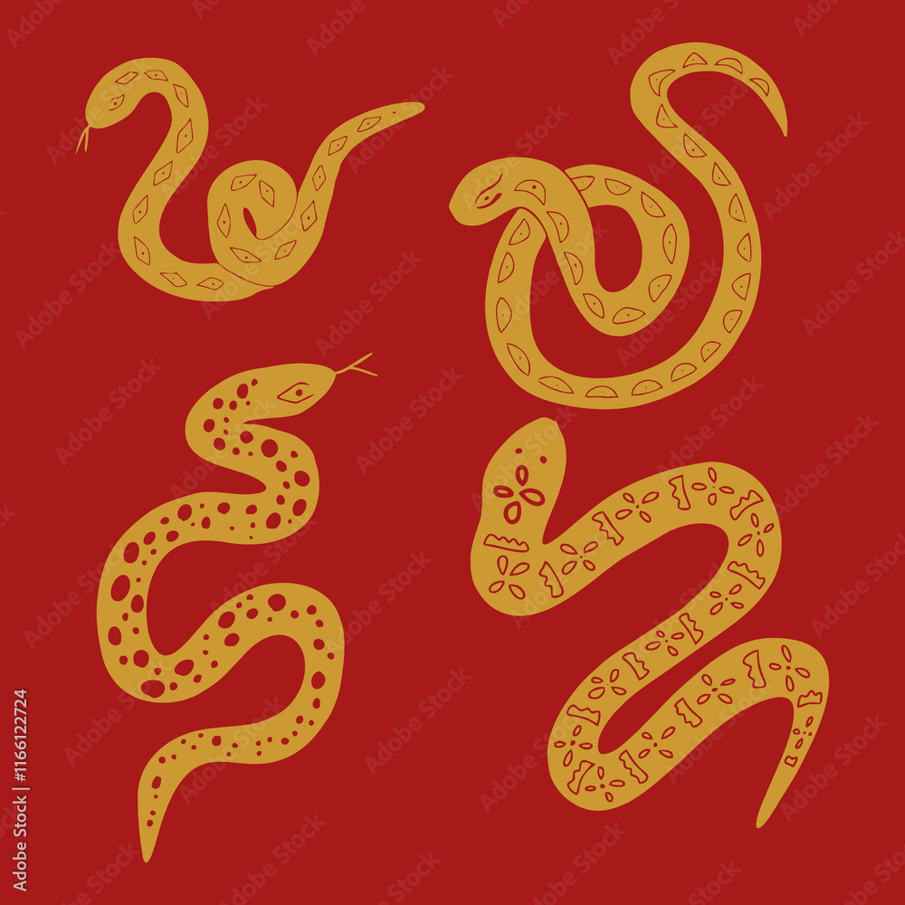 Fototapeta premium Collection of snake vector graphic