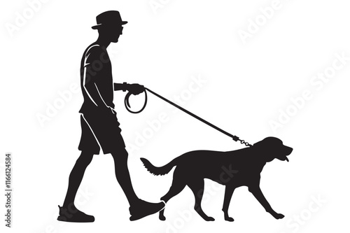 Man walking dog silhouette