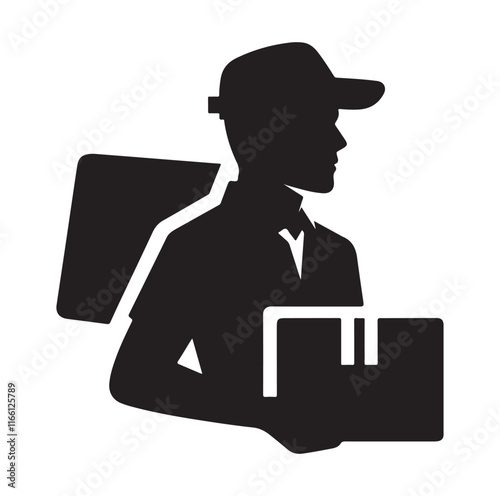 Delivery man silhouette vector illustration