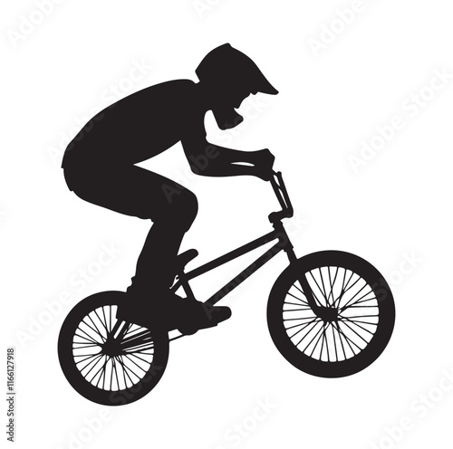 Professional bmx bicycle player silhouette. Vector illustration