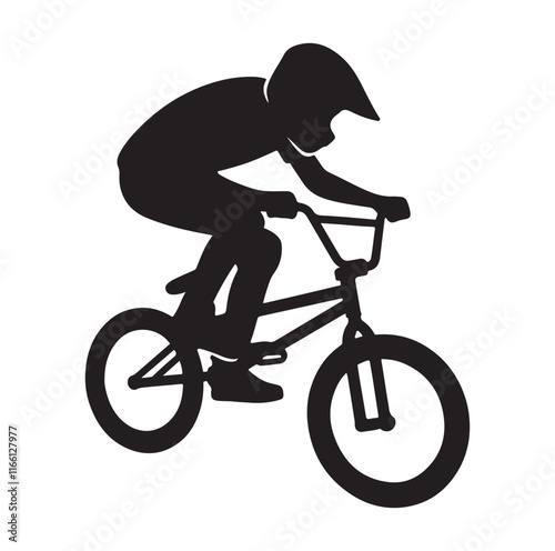 Professional bmx bicycle player silhouette. Vector illustration