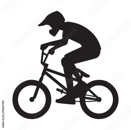 Professional bmx bicycle player silhouette. Vector illustration