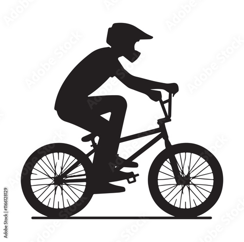 Professional bmx bicycle player silhouette. Vector illustration