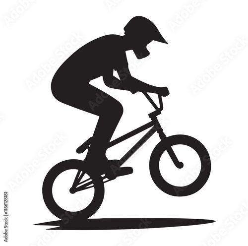 Professional bmx bicycle player silhouette. Vector illustration