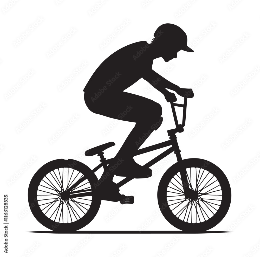 Fototapeta premium Professional bmx bicycle player silhouette. Vector illustration