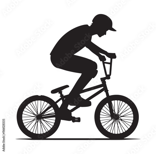 Professional bmx bicycle player silhouette. Vector illustration