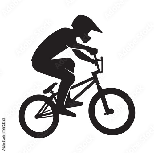 Professional bmx bicycle player silhouette. Vector illustration