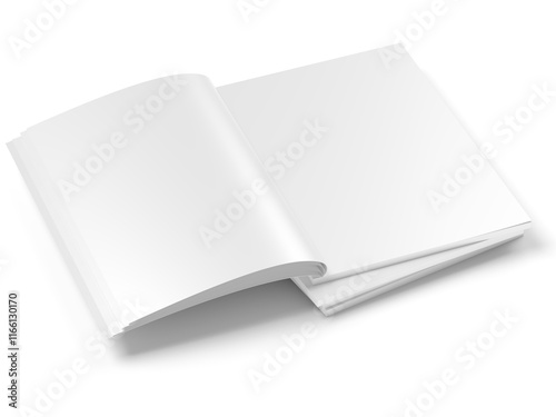 Open magazine with a glued binding. Vertical A4 format.