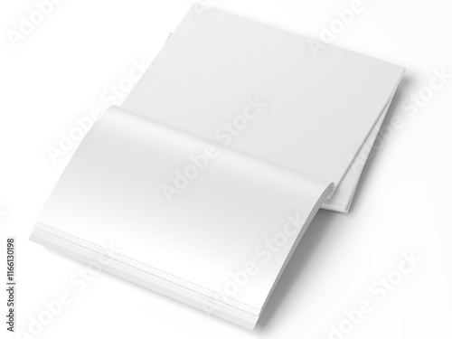 Open magazine with a glued binding. Vertical A4 format.