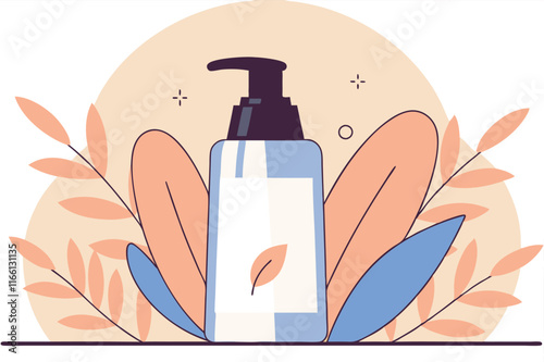Natural organic cream jar. Make up skincare product. Eco friendly lifestyle. Vector illustration