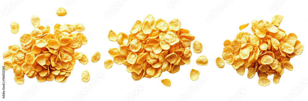 three distinct piles of yellow corn kernels arranged on a white background the kernels vary in size and shape. emphasizing their natural texture and color this imagery is often used for culinary purpo three distinct piles of yellow corn kernels arranged on a white background the kernels vary in size and shape. emphasizing their natural texture and color this imagery is often used for culinary purpo