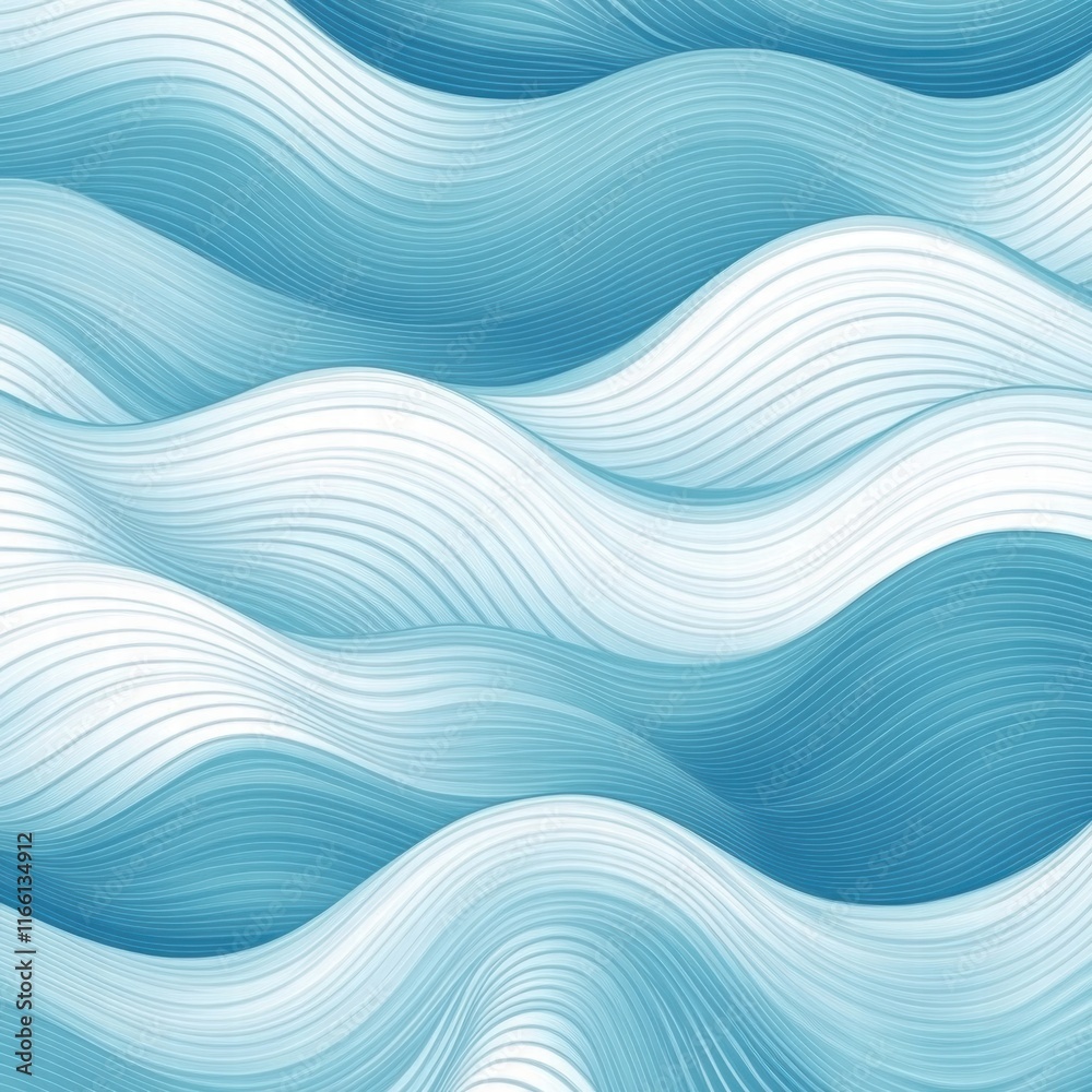 Fototapeta premium Seamless wave like pattern showcasing flowing lines in varying shades of blue and white across smooth textures. Generative AI