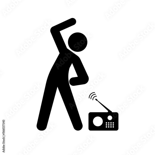 Radio calisthenics silhouette icon. Vector.