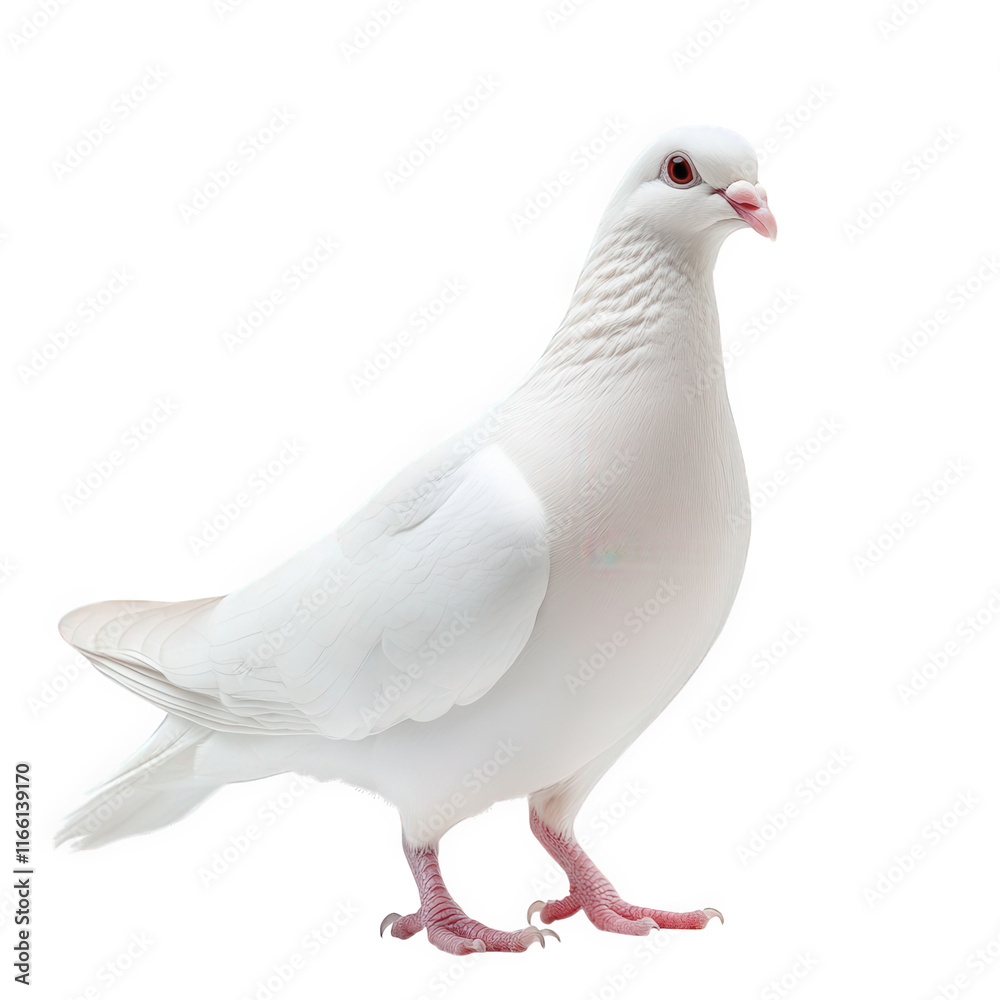 a white pigeon standing gracefully against a plain background the bird displays a smooth. pristine plumage and a gentle demeanor. emphasizing its elegance and beauty in a simple yet striking compositi a white pigeon standing gracefully against a plain background the bird displays a smooth. pristine plumage and a gentle demeanor. emphasizing its elegance and beauty in a simple yet striking compositi