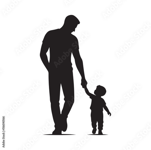 Father and son silhouette vector illustration