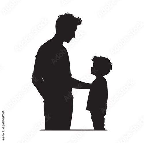 Father and son silhouette vector illustration
