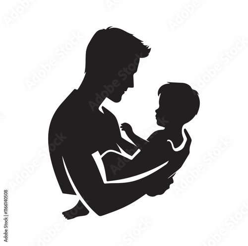 Father and son silhouette vector illustration