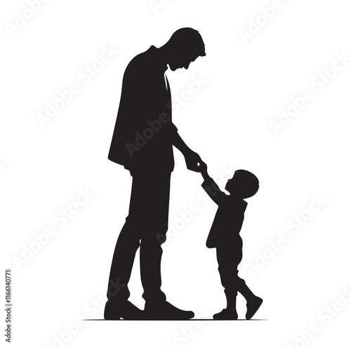 Father and son silhouette vector illustration