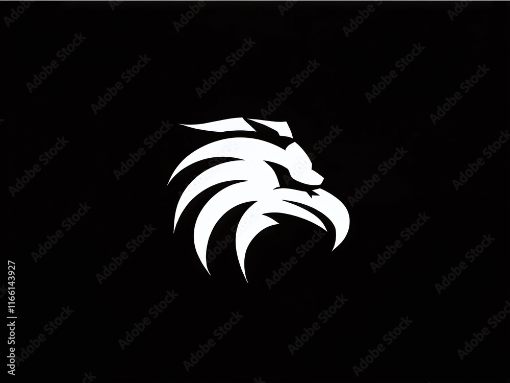 Fototapeta premium Bold eagle logo against a dark background emphasizes strength and majesty in design