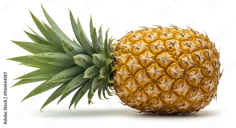 Fresh Ripe Pineapple Tropical Fruit Isolated on White Background Fresh Ripe Pineapple Tropical Fruit Isolated on White Background
