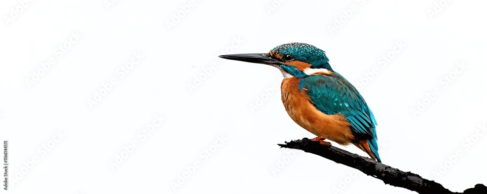 Fototapeta premium Kingfisher perched on a branch against a bright background in a natural setting
