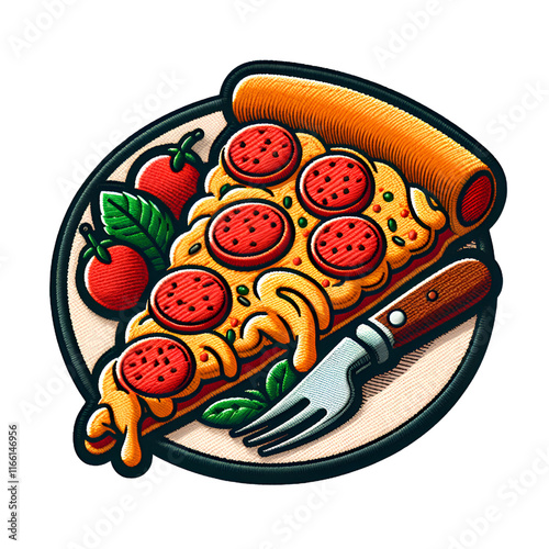 Isolated pizza slice design on white background