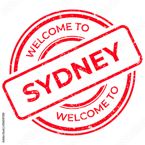 Photography Welcome to Sydney, Grunge rubber stamp from Australia, vintage travel stamp on t
