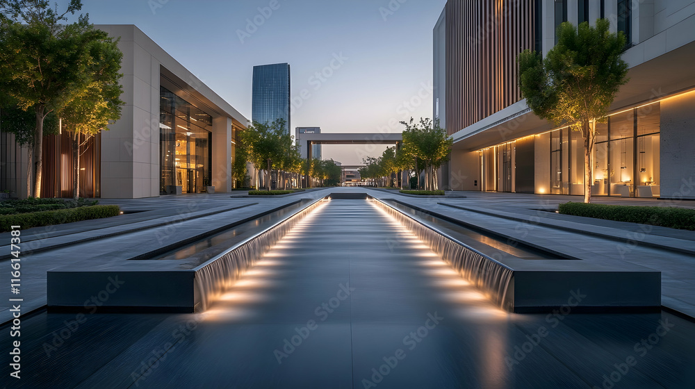 Dubai modern urban plaza with elegant water feature and sleek design minimalist layout Dubai modern urban plaza with elegant water feature and sleek design minimalist layout