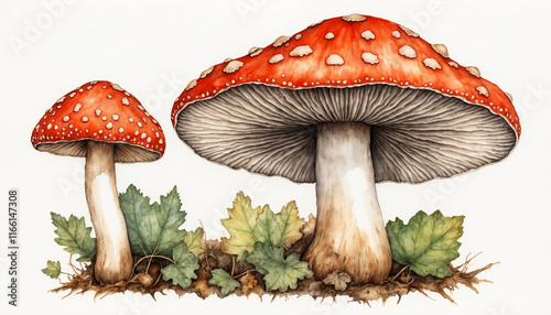 Red Mushroom Watercolor Painting photo